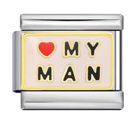 Lucky Horseshoe Boxing Heart Cat Dad Nan Mum Daughter Dog Cat Italian Link Charm de acero inoxidable de 9 mm compatible con pulsera Nomination, 0, Metal, No es una piedra preciosa