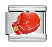 Lucky Horseshoe Boxing Heart Cat Dad Nan Mum Daughter Dog Cat Italian Link Charm de acero inoxidable de 9 mm compatible con pulsera Nomination, 0, Metal, No es una piedra preciosa