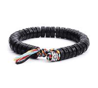 Lucky House Budismo Tibetano Encanto Vajra Granos de Concha de Coco Natural OM Mani Padme Hum Pulsera Hombres y Mujeres Hechos a Mano Colgante Recto (Sin Colgantes)