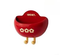 Lucky Ingot - Caja de almacenamiento magnética con ganchos dobles para colgar objetos pequeños en refrigeradores o microondas (rojo)