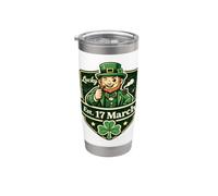 Lucky Irish Leprechaun Est 17 de marzo Día de San Patricio Vaso térmico de acero inoxidable de doble pared
