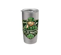 Lucky Irish Leprechaun Est 17 de marzo Día de San Patricio Vaso térmico de acero inoxidable de doble pared