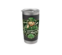 Lucky Irish Leprechaun Est 17 de marzo Día de San Patricio Vaso térmico de acero inoxidable de doble pared
