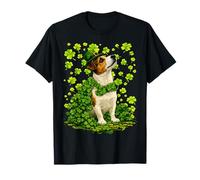 Lucky Jack Russell con tréboles Día de San Patricio Perro Camiseta