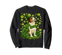 Lucky Jack Russell con tréboles Día de San Patricio Perro Sudadera