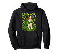 Lucky Jack Russell con tréboles Día de San Patricio Perro Sudadera con Capucha