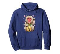 Lucky Japonés Nieve Mono Maneki Neko Sakura Anime Sudadera con Capucha