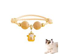 Lucky Kimono Cedar-Bead Pet Collar, Celerypets Cat Collars Personalized Dog Suit Collar with Fortune Pendant, Adjustable & Comfortable with Bells, for All Pets (T,XS (Suitable for 3-6 kg))