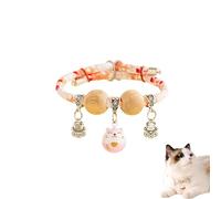 Lucky Kimono Cedar-Bead Pet Collar, Celerypets Cat Collars Personalized Dog Suit Collar with Fortune Pendant, Adjustable & Comfortable with Bells, for All Pets (K,M (Suitable for 9-13 kg))