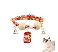 Lucky Kimono Cedar-Bead Pet Collar, Celerypets Cat Collars Personalized Dog Suit Collar with Fortune Pendant, Adjustable & Comfortable with Bells, for All Pets (W,M (Suitable for 9-13 kg))