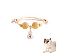 Lucky Kimono Cedar-Bead Pet Collar, Celerypets Cat Collars Personalized Dog Suit Collar with Fortune Pendant, Adjustable & Comfortable with Bells, for All Pets (U,XXS (Suitable for 1-3 kg))
