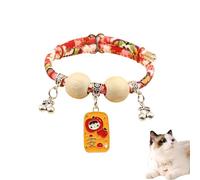 Lucky Kimono Cedar-Bead Pet Collar, Celerypets Cat Collars Personalized Dog Suit Collar with Fortune Pendant, Adjustable & Comfortable with Bells, for All Pets (M,S (Suitable for 6-9 kg))