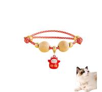 Lucky Kimono Cedar-Bead Pet Collar, Celerypets Cat Collars Personalized Dog Suit Collar with Fortune Pendant, Adjustable & Comfortable with Bells, for All Pets (F,L (Suitable for 13-23 kg))
