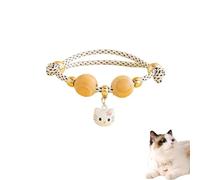 Lucky Kimono Cedar-Bead Pet Collar, Celerypets Cat Collars Personalized Dog Suit Collar with Fortune Pendant, Adjustable & Comfortable with Bells, for All Pets (E,XS (Suitable for 3-6 kg))