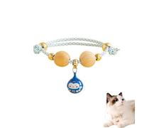 Lucky Kimono Cedar-Bead Pet Collar, Celerypets Cat Collars Personalized Dog Suit Collar with Fortune Pendant, Adjustable & Comfortable with Bells, for All Pets (D,XS (Suitable for 3-6 kg))