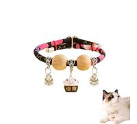Lucky Kimono Cedar-Bead Pet Collar, Celerypets Cat Collars Personalized Dog Suit Collar with Fortune Pendant, Adjustable & Comfortable with Bells, for All Pets (H,XXS (Suitable for 1-3 kg))