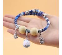 Lucky Kimono Cedar-Bead Pet Collar, Collares de Gato Collar de Traje de Perro Personalizado con Colgante de Fortuna, Campanas de Gato, cómodo Ajustable, Adecuado para Todo Tipo de Mascotas (B,S)