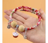 Lucky Kimono Cedar-Bead Pet Collar, Collares de Gato Collar de Traje de Perro Personalizado con Colgante de Fortuna, Campanas de Gato, cómodo Ajustable, Adecuado para Todo Tipo de Mascotas (A,L)