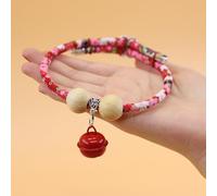Lucky Kimono Cedar-Bead Pet Collar, Collares de Gato Collar de Traje de Perro Personalizado con Colgante de Fortuna, Campanas de Gato, cómodo Ajustable, Adecuado para Todo Tipo de Mascotas (E,XXS)