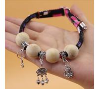 Lucky Kimono Cedar-Bead Pet Collar, Collares de Gato Collar de Traje de Perro Personalizado con Colgante de Fortuna, Campanas de Gato, cómodo Ajustable, Adecuado para Todo Tipo de Mascotas (K,M)
