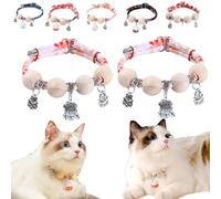 Lucky Kimono Cedar-Bead Pet Collar,Personalized Dog Cat Suit Collar with Fortune Pendant,Kimono Pet Collars with Bell Print,Comfortable Adjustable Suitable for All Types (2PCS B-Pink)