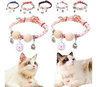 Lucky Kimono Cedar-Bead Pet Collar,Personalized Dog Cat Suit Collar with Fortune Pendant,Kimono Pet Collars with Bell Print,Comfortable Adjustable Suitable for All Types (2PCS A-Pink)