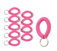 Lucky Line 2" espiral Wrist Coil with Steel Key Ring, Flexible Wrist Band Key Chain Pulsera, Stretches to 12", Neon Pink, 10 PK (41066)