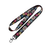 Lucky Line Lanyard with Swivel Snap Sugar Skull Design (C210) 17 Long Without The Attachment inch Wide