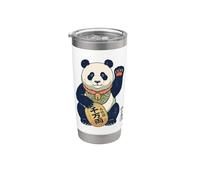 Lucky Maneki Neko Panda Ukiyo-e Arte Japonés Estética Vaso térmico de acero inoxidable de doble pared
