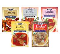 Lucky Masale Party Pack (Paquete de fiesta)1 (pollo 65, piruleta de pollo, pollo Masala, pollo Korma, cordero Biryani Masala)