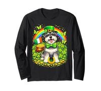Lucky Miniature Schnauzer St Patrick’s Day Rainbow Shamrock Manga Larga