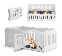Lucky Muffin Corralito para perros, caja de parto con puerta, 24 pulgadas de alto, corralito de plástico de 6 paneles para mascotas pequeñas y medianas, perros y cachorros, interior/exterior, seguro