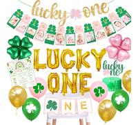 Lucky One Birthday Decorations St. Patrick's Day 1st Birthday Party Decorations Lucky One 1st Birthday Party Supplies for Girl Lucky Four Leaf Clover