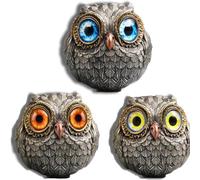 Lucky Owl Guardian-The Wise Watcher of The Felt, Acentos De Bolsillo De La Estatua Del Búho, Decoración De La Suerte De La Energía De Los Entusiastas Del Póker, Ecoración Del Hogar Con Búho (3Pcs)