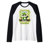 Lucky Panda Shamrocks St Patricks Day Green Beer Leprechaun Camiseta Manga Raglan