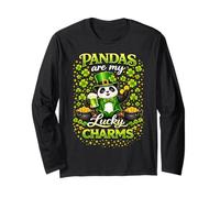 Lucky Panda Shamrocks St Patricks Day Green Beer Leprechaun Manga Larga