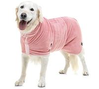 Lucky Paws® Abrigo de secado para perros del Reino Unido, bata de microfibra para perro, bata de baño súper absorbente para mascotas/cachorros, secado rápido (XL, rosa polvoriento)