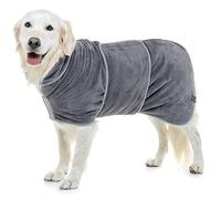 Lucky Paws® Abrigo de secado para perros del Reino Unido, bata de microfibra para perro, bata de baño súper absorbente para mascotas/cachorros, secado rápido (XL, gris)