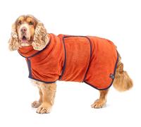 Lucky Paws® Abrigo de secado para perros del Reino Unido, toalla de microfibra para perro, bata de baño súper absorbente para mascotas/cachorros, cuello ajustable, capucha y correa para el vientre,