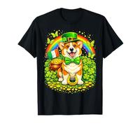 Lucky Pembroke Welsh Corgi St Patrick’s Day Rainbow Shamrock Camiseta