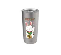 Lucky Rabbit Maneki Neko Bunny Flor de cerezo japonés Vaso térmico de acero inoxidable de doble pared