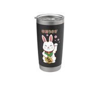 Lucky Rabbit Maneki Neko Bunny Flor de cerezo japonés Vaso térmico de acero inoxidable de doble pared