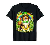 Lucky Shetland Sheepdog St Patrick’s Day Rainbow Shamrock Camiseta