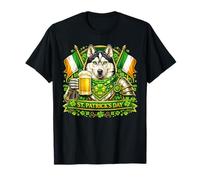 Lucky Siberian Husky St Patrick’s Day Green Beer Shamrock Camiseta