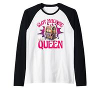 Lucky Slot Machine Queen Vegas Gambling Mujeres Camiseta Manga Raglan