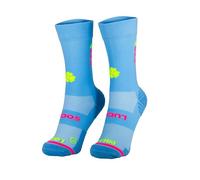 Lucky Socks - Calcetines de running para hombre y mujer, transpirables, antideslizantes, con texto motivador: Always believe in your luck, Azul neón, 39-42