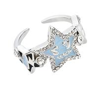 Lucky-Star Promise - Joyería de moda para boda, cumpleaños, galaxia brillante, anillos para mujer, aleación ajustable, joyería de moda, estrella única