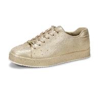 LUCKY STEP Mujer Zapatillas con Plataforma y Diamantes de Imitación | Zapatos Brillantes para Boda Nupciales para (Oro con Estrás, 10US-41EU-8UK)
