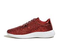 LUCKY STEP Zapatillas Brillantes de Mujer con Strass y Purpurina, Zapatillas Deportivas Ligeras de Paillettes Metálicas. (Rojo, 8.5US-39EU-6UK)