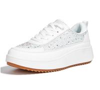 LUCKY STEP Zapatillas de Deporte para Mujer, Moda, Gruesas, Informales, Brillantes, Retro, Trenzadas, Zapatos para Caminar (Pedrería Blanca, 11US-42EU-9UK)